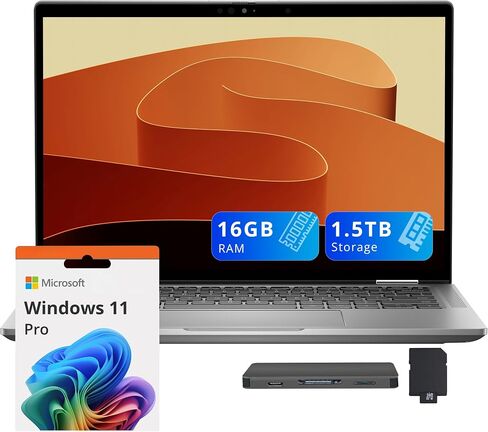 Dell Latitude 7450 Ultra Lightweight 14" FHD+ Business Laptop, Intel Ultra 7 165H, Intel Xe LPG Graphics, 16GB RAM, 1.25TB Storage (256GB SSD+1TB Docking Station), Backlit Keyboard, Win 11 Pro, Gray in Kuwait