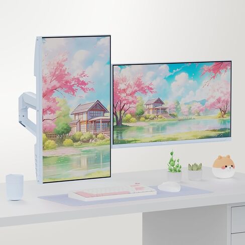 Pixio Two PXC248WAVE Blue 24 inch 200Hz Refresh Rate FHD 1080p Resolution 1500R Curve Fast VA Panel 1ms GTG Response Time HDR Curved Gaming Monitor and PS1D Wave Blue Dual Monitor Arm - Fits up to 32 in Kuwait