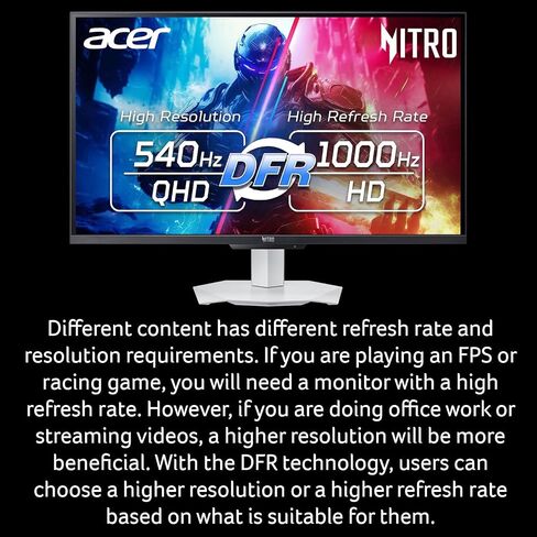 Acer Nitro 27in QHD 2560x1440 IPS 540Hz DFR 1000Hz Gaming Monitor XV273U F5 in Kuwait