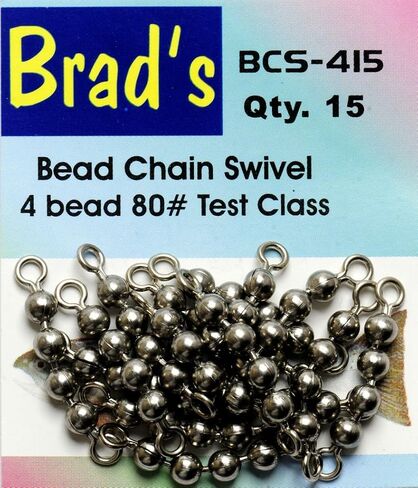 Brad's Killer Fishing Gear Chain Swivels-Pack of 15 (Black, 1/8-Inch 4 Bead) (BCS-415) in Kuwait