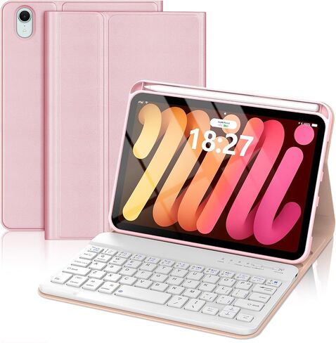 Keyboard Case for iPad mini 7 (A17 Pro) 2024 / iPad mini 6 2021, Detachable Wireless Keyboard, Slim Protective Case with Soft TPU Back Cover for 8.3 Inch iPad mini 7th 6th Generation, Auto Wake/Sleep in Kuwait