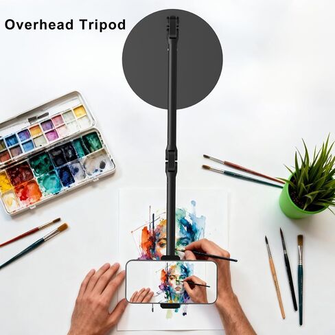 Overhead Phone Mount for Desk, 17" Long Arm Adjustable iPhone Holder, Heavy Duty Rotatable Stand for Video Recording, Live Streaming, Crafting, Cooking in Kuwait