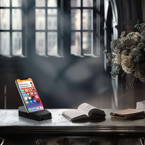 Gothic Coffin Phone Holder - Spooky Dark Aesthetic Desk Tablet Stand, Wooden Black Mobile Holder for iPhone iPad Smartphones & Tablets in Kuwait