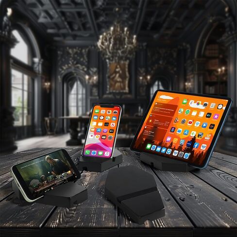 Gothic Coffin Phone Holder - Spooky Dark Aesthetic Desk Tablet Stand, Wooden Black Mobile Holder for iPhone iPad Smartphones & Tablets in Kuwait