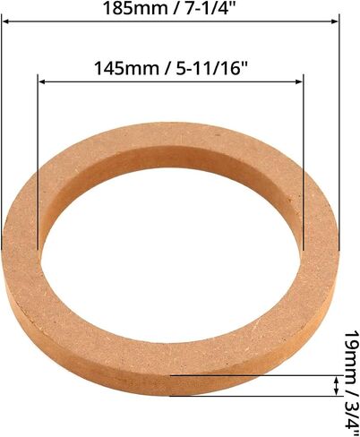 QWORK Wooden Speaker Spacer Rings, 8 Pcs 6.5" Car MDF Speaker Ring, MDF Tweeter Wood Rings for 6.5 Inch Speakers in Kuwait