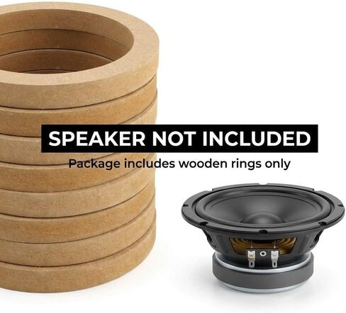 QWORK Wooden Speaker Spacer Rings, 8 Pcs 6.5" Car MDF Speaker Ring, MDF Tweeter Wood Rings for 6.5 Inch Speakers in Kuwait