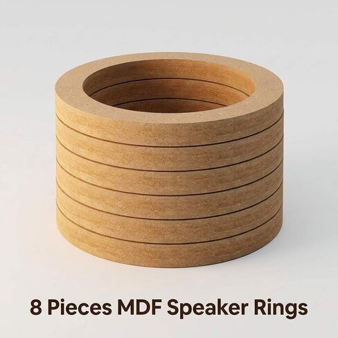 QWORK Wooden Speaker Spacer Rings, 8 Pcs 6.5" Car MDF Speaker Ring, MDF Tweeter Wood Rings for 6.5 Inch Speakers in Kuwait