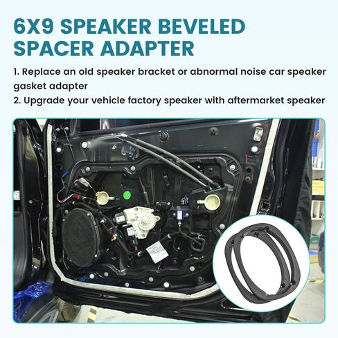NuIth 5"x7" / 6"x8" to 6.5" Door Speaker Spacer Bracket Adapter for Select 1992-2014 Ford/Lincoln/Mercury + 6X9 Universal Plastic Vehicle Speaker Spacer in Kuwait