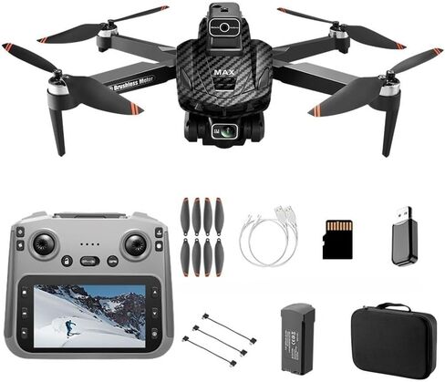 GPS Drone Equipped with Camera & 4.5-inch LCD Screen Transmitter, Max 3280ft Remote Control Distance, Built-in Standard Long-Life Battery; Features Auto Return, Follow-Me, One-Click Homecoming, Gesture Control, One Key Takeoff & Landing, Altitude Hold and in Kuwait