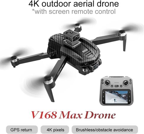 GPS Drone Equipped with Camera & 4.5-inch LCD Screen Transmitter, Max 3280ft Remote Control Distance, Built-in Standard Long-Life Battery; Features Auto Return, Follow-Me, One-Click Homecoming, Gesture Control, One Key Takeoff & Landing, Altitude Hold and in Kuwait