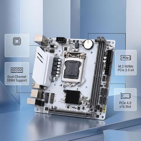 Cuifati H510 ITX Motherboard for LGA1200, Dual Channel DDR4 64GB, M.2 NVMe PCIe 3.0 X4, with VGA Ports for Desktop PC in Kuwait
