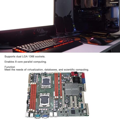 LGA 1366 DDR3 24G X58 Gaming Motherboard, Dual LGA 1366 Sockets with Support for 5500 Series, Triple Channel DDR3 800 1066 1333MHz, IPMI 2.0 Remote Management, SATAII 0 1 5 10 in Kuwait