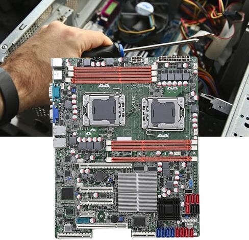 LGA 1366 DDR3 24G X58 Gaming Motherboard, Dual LGA 1366 Sockets with Support for 5500 Series, Triple Channel DDR3 800 1066 1333MHz, IPMI 2.0 Remote Management, SATAII 0 1 5 10 in Kuwait