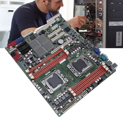 LGA 1366 DDR3 24G X58 Gaming Motherboard, Dual LGA 1366 Sockets with Support for 5500 Series, Triple Channel DDR3 800 1066 1333MHz, IPMI 2.0 Remote Management, SATAII 0 1 5 10 in Kuwait