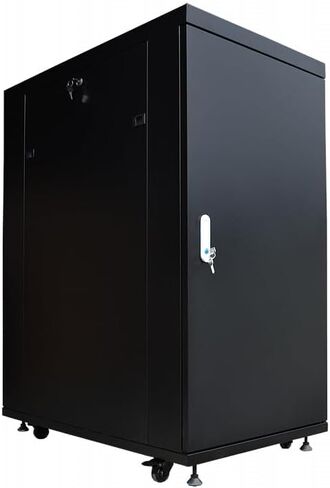 Sysracks 27U Deep Server Rack Cabinet Enclosure Locking | 39-Inch Depth Network Equipment Rack Cabinet with Thermocontroller, LCD-Screen, 4 Fans, Power Strip, Shelf, Wheels, Dust-Tight Cable Entries in Kuwait