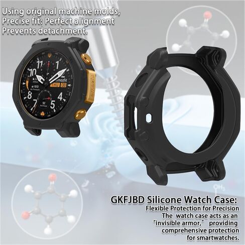 Compatible for amazfit t-rex 3 pro outdoor smart watch 48mm screen protector & Case,HD Tempered Glass Protective Film and Silicone Soft Cases (Pack of 3+2 )[Not for 44mm] in Kuwait