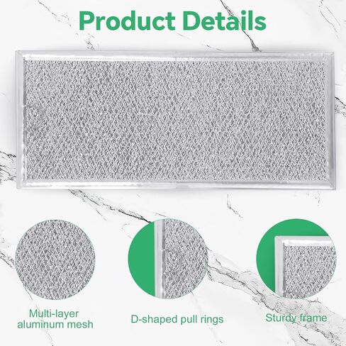 2pcs Microwave Grease Filter Replacement for GE W10208631A WB06X10596, 34x14.9cm/13.39x5.87in Aluminum Mesh Vent Filter Compatible with GE Samsung Microwaves for Kitchen Oven Air Entering Ventilation in Kuwait