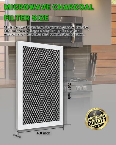 2-Pack Microwave Charcoal Filter Replacement for GE JVM6175EK5ES, JVM6175SK5SS, JVM6172SK5SS, JVM6175YK5FS, JVM6175DK5WW - Grease Air Filter in Kuwait