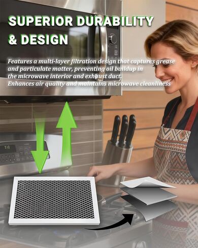 2-Pack Microwave Charcoal Filter Replacement for GE JVM6175EK5ES, JVM6175SK5SS, JVM6172SK5SS, JVM6175YK5FS, JVM6175DK5WW - Grease Air Filter in Kuwait
