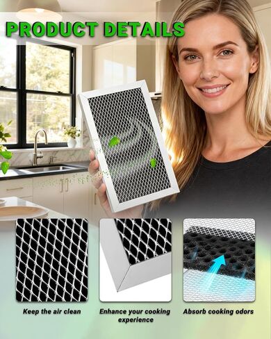 2-Pack Microwave Charcoal Filter Replacement for GE JVM6175EK5ES, JVM6175SK5SS, JVM6172SK5SS, JVM6175YK5FS, JVM6175DK5WW - Grease Air Filter in Kuwait
