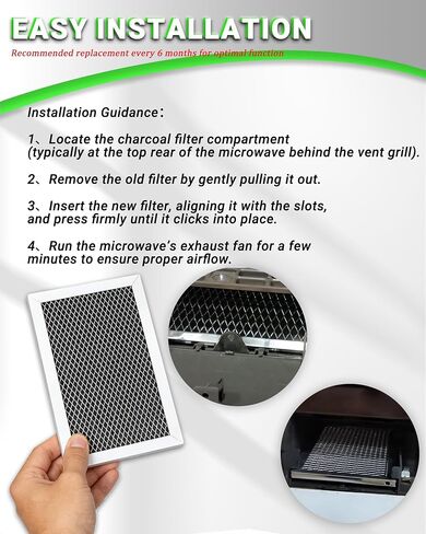 2-Pack Microwave Charcoal Filter Replacement for GE JVM6175EK5ES, JVM6175SK5SS, JVM6172SK5SS, JVM6175YK5FS, JVM6175DK5WW - Grease Air Filter in Kuwait