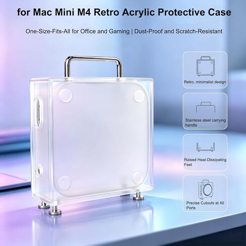 Retro Acrylic Protective Case for Mac mini M4 with Magnetic Side Panel in Kuwait