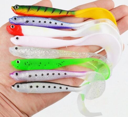 Pack of 15 Mini Soft Bait Swimbait 12cm T Tail Fishing Lure Shad Wobbler Soft Baits Silicone Fishing Supplies Artificial Bait in Kuwait