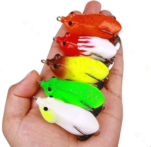 5pcs Frog Fishing Lures 6cm-13g Silicone Bait with Jump Soft Plastic Frog Spoon Soft Top Bait Frog Hooks Baits Wobblers Crankbaits in Kuwait