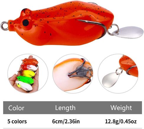5pcs Frog Fishing Lures 6cm-13g Silicone Bait with Jump Soft Plastic Frog Spoon Soft Top Bait Frog Hooks Baits Wobblers Crankbaits in Kuwait