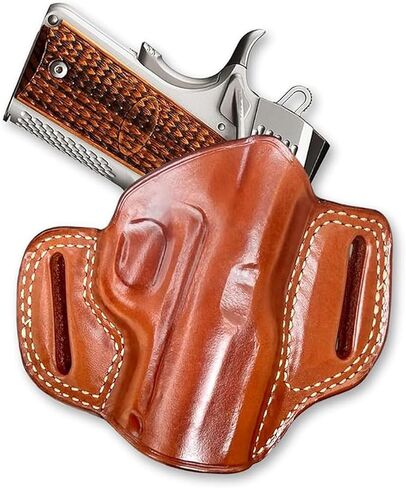 Masc Premium The Ultimate Leather OWB Pancake Holster Open Top fits Ultra Raptor 1911 9mm 3-inch, Right Hand Draw, Brown Color #1638# in Saudi Arabia