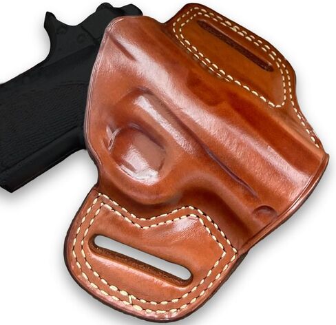 Masc Premium The Ultimate Leather OWB Pancake Holster Open Top fits Ultra Raptor 1911 9mm 3-inch, Right Hand Draw, Brown Color #1638# in Saudi Arabia