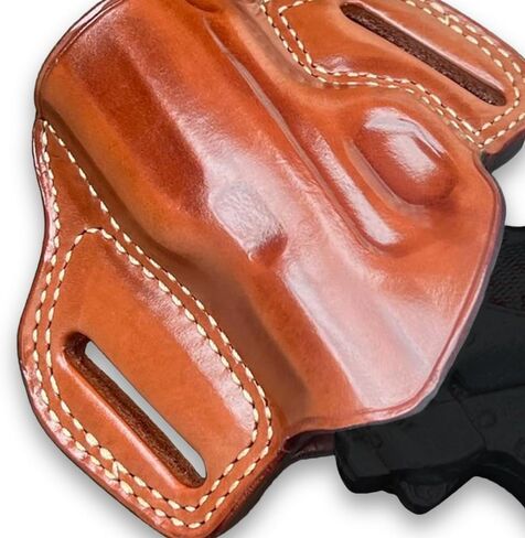 Masc Premium The Ultimate Leather OWB Pancake Holster Open Top fits Ultra Raptor 1911 9mm 3-inch, Right Hand Draw, Brown Color #1638# in Saudi Arabia