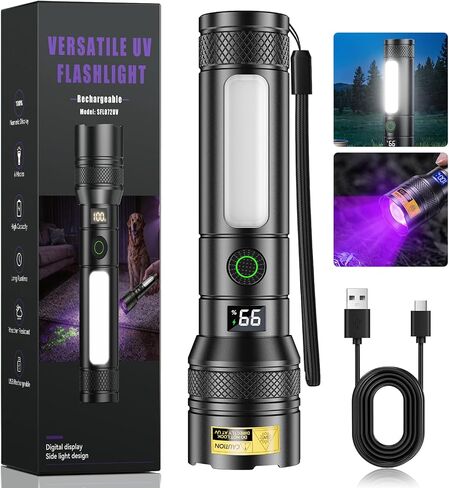 Black Light Flashlight Rechargeable, 395nm UV Flashlight, UV & White Light in Kuwait