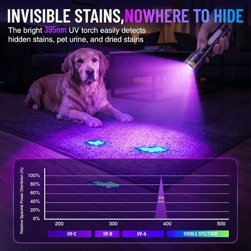 Black Light Flashlight Rechargeable, 395nm UV Flashlight, UV & White Light in Kuwait