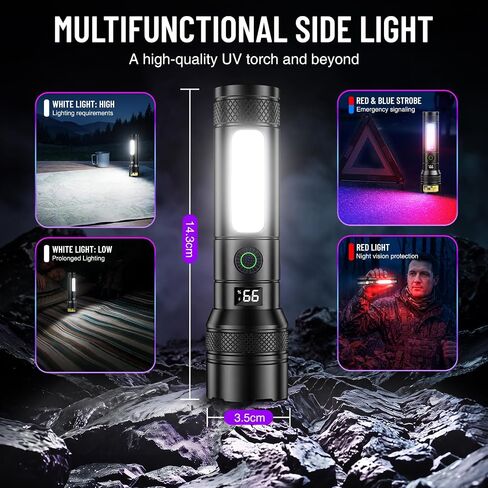 Black Light Flashlight Rechargeable, 395nm UV Flashlight, UV & White Light in Kuwait