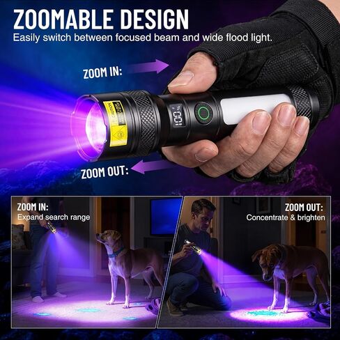 Black Light Flashlight Rechargeable, 395nm UV Flashlight, UV & White Light in Kuwait