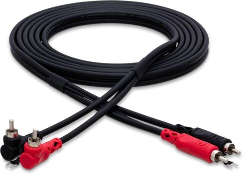 Hosa CRA-201DJ Stereo Interconnect, Dual RCA to Dual Right-angle RCA with Ground Wire, 3.3 Feet in Kuwait