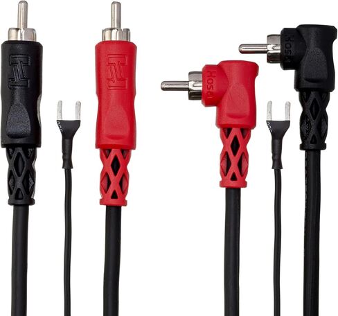 Hosa CRA-201DJ Stereo Interconnect, Dual RCA to Dual Right-angle RCA with Ground Wire, 3.3 Feet in Kuwait