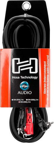 Hosa CRA-201DJ Stereo Interconnect, Dual RCA to Dual Right-angle RCA with Ground Wire, 3.3 Feet in Kuwait