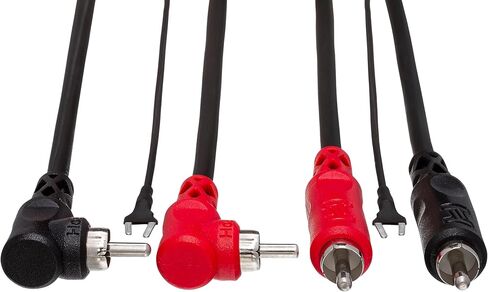 Hosa CRA-201DJ Stereo Interconnect, Dual RCA to Dual Right-angle RCA with Ground Wire, 3.3 Feet in Kuwait