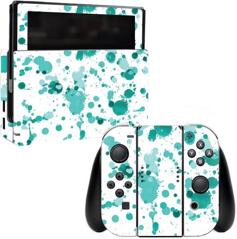MightySkins Skin Compatible with Nintendo Switch - Teal Splatter | Protective, Durable, and Unique Vinyl Decal wrap Cover | Easy to Apply, Remove, and Change Styles | Made in The USA in Kuwait