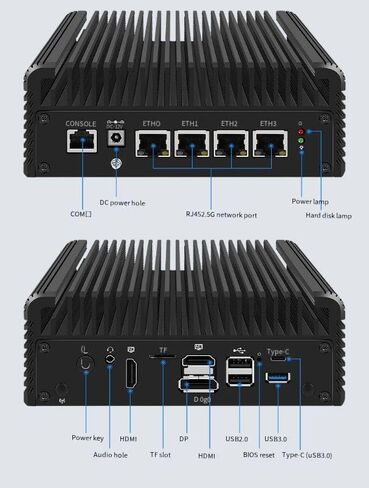 I5 1245U Fanless Mini PC with 2*DDR5/ 4 *I226 2.5G LAN,NO RAM NO SSD in Kuwait