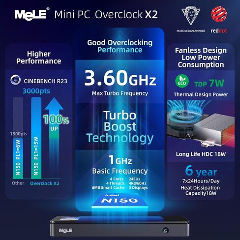 MeLE Overclock X2 Mini PC N150 16GB DDR4 512GB SSD Small Desktop Computers in Kuwait