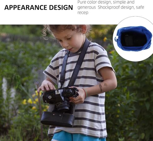 MERRYHAPY Camera Drawstring Bag Protective Lens Pouch with Velvet Blue in Kuwait