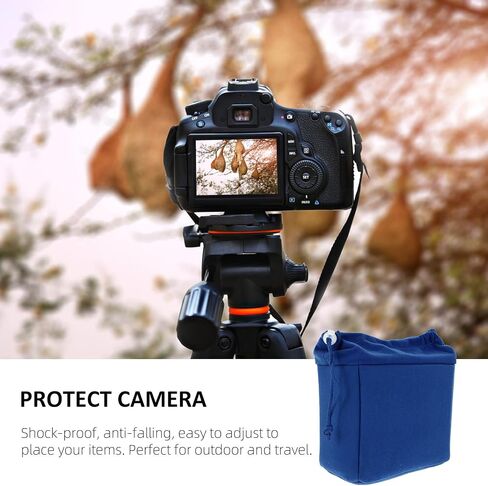 MERRYHAPY Camera Drawstring Bag Protective Lens Pouch with Velvet Blue in Kuwait