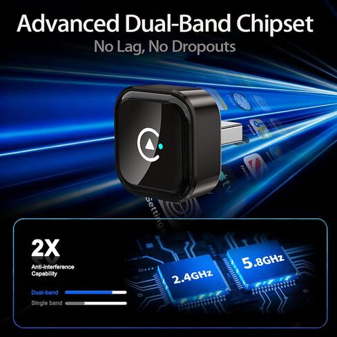 Wireless CarPlay/Android Auto Adapter, 2-in-1 USB-C/A Carplay Adapter in Kuwait