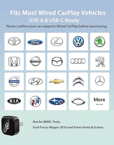 Wireless CarPlay/Android Auto Adapter, 2-in-1 USB-C/A Carplay Adapter in Kuwait
