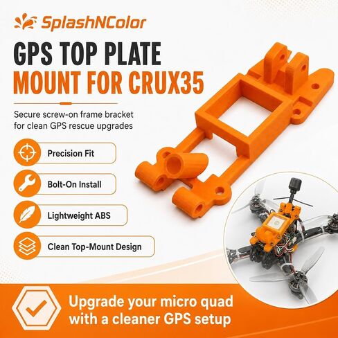 SplashNColor GPS Top Plate Mount for Happymodel Crux35 – Secure Screw-On Frame Bracket | Lightweight Navigation Module Holder | FPV Micro Quad Upgrade Accessory in Kuwait