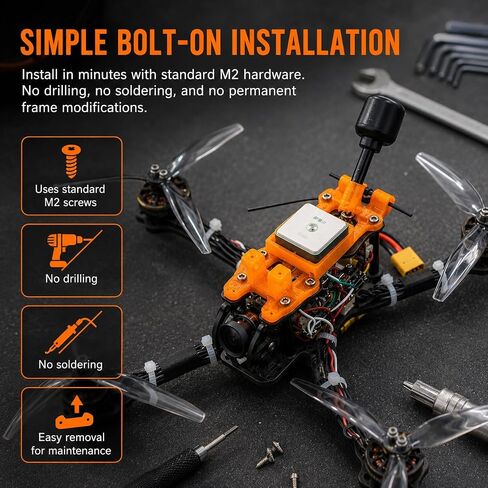 SplashNColor GPS Top Plate Mount for Happymodel Crux35 – Secure Screw-On Frame Bracket | Lightweight Navigation Module Holder | FPV Micro Quad Upgrade Accessory in Kuwait