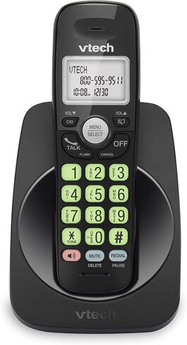 VTech Cordless Phone with DECT 6.0, Full-Duplex Speakerphone, Lighted Display, Backlit Keypad, Caller ID/Call Waiting, Volume Control, Hearing Aid Compatible, Wall Mount | VG131-11 (Black) in Kuwait